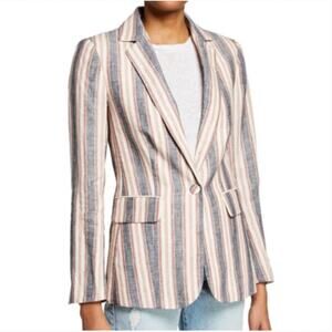 FRAME Classic Striped Linen Single-Button Blazer